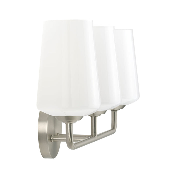 Progress Lighting 94300544009 Celino Collection 3-Light Bath And Vanity Fixture Brushed Nickel With White Glass Shades (P300544-009)