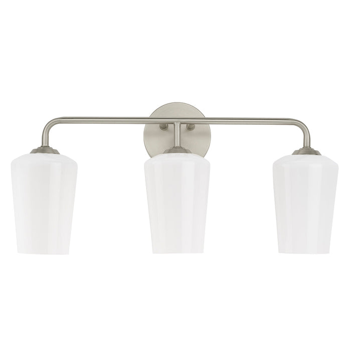 Progress Lighting 94300544009 Celino Collection 3-Light Bath And Vanity Fixture Brushed Nickel With White Glass Shades (P300544-009)