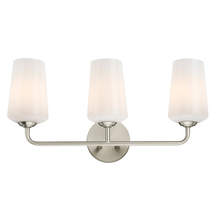 Progress Lighting 94300544009 Celino Collection 3-Light Bath And Vanity Fixture Brushed Nickel With White Glass Shades (P300544-009)