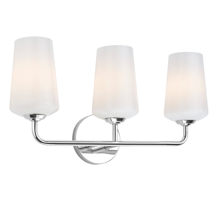 Progress Lighting 94300544015 Celino Collection 3-Light Bath And Vanity Fixture Polished Chrome With White Glass Shades (P300544-015)