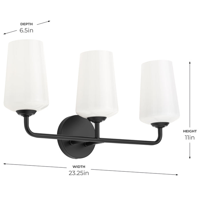 Progress Lighting 94300544031 Celino Collection 3-Light Bath And Vanity Fixture Black With White Glass Shades (P300544-031)