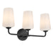 Progress Lighting 94300544031 Celino Collection 3-Light Bath And Vanity Fixture Black With White Glass Shades (P300544-031)