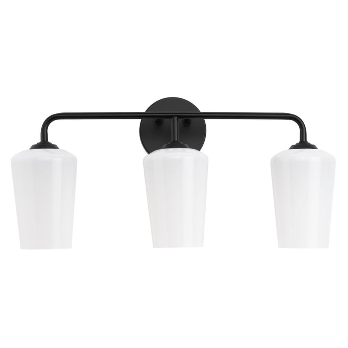 Progress Lighting 94300544031 Celino Collection 3-Light Bath And Vanity Fixture Black With White Glass Shades (P300544-031)