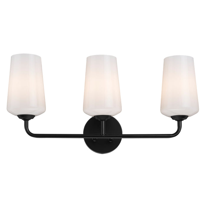 Progress Lighting 94300544031 Celino Collection 3-Light Bath And Vanity Fixture Black With White Glass Shades (P300544-031)