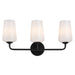 Progress Lighting 94300544031 Celino Collection 3-Light Bath And Vanity Fixture Black With White Glass Shades (P300544-031)