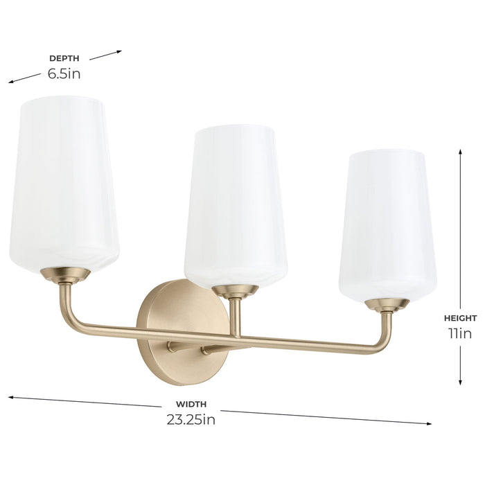 Progress Lighting 94300544177 Celino Collection 3-Light Bath And Vanity Fixture Champagne Bronze With White Glass Shades (P300544-177)