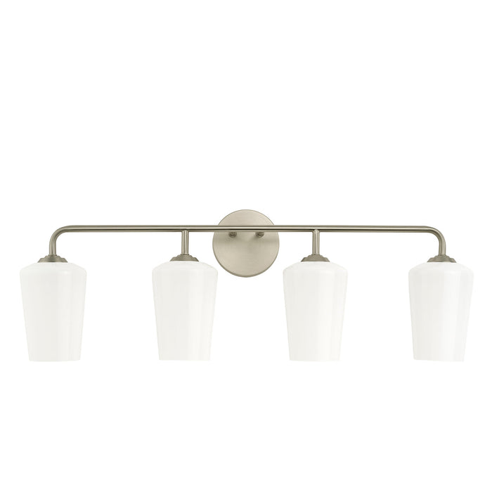 Progress Lighting 94300545009 Celino Collection 4-Light Bath And Vanity Fixture Brushed Nickel With White Glass Shades (P300545-009)