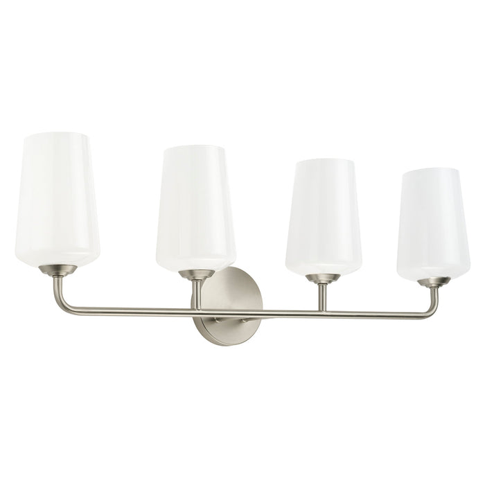 Progress Lighting 94300545009 Celino Collection 4-Light Bath And Vanity Fixture Brushed Nickel With White Glass Shades (P300545-009)