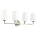 Progress Lighting 94300545009 Celino Collection 4-Light Bath And Vanity Fixture Brushed Nickel With White Glass Shades (P300545-009)