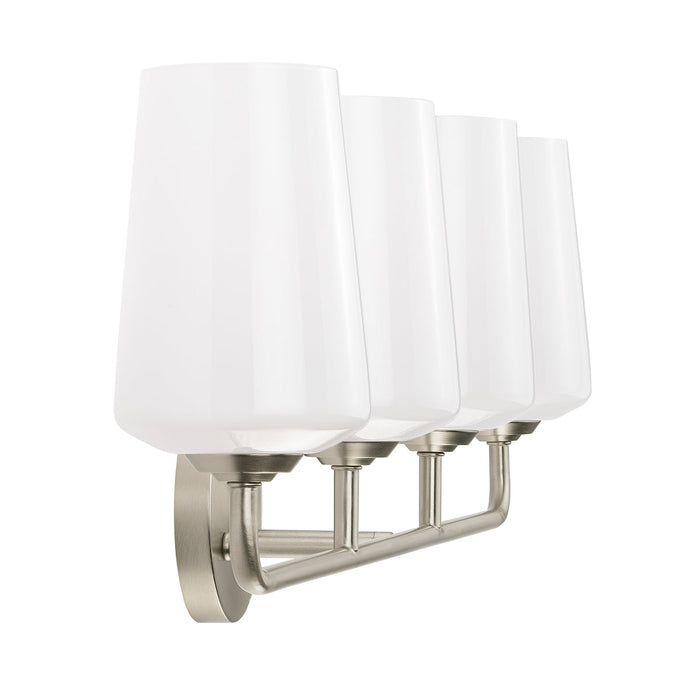 Progress Lighting 94300545009 Celino Collection 4-Light Bath And Vanity Fixture Brushed Nickel With White Glass Shades (P300545-009)