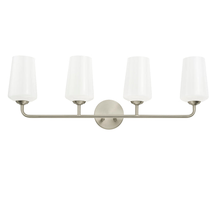Progress Lighting 94300545009 Celino Collection 4-Light Bath And Vanity Fixture Brushed Nickel With White Glass Shades (P300545-009)