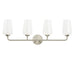 Progress Lighting 94300545009 Celino Collection 4-Light Bath And Vanity Fixture Brushed Nickel With White Glass Shades (P300545-009)