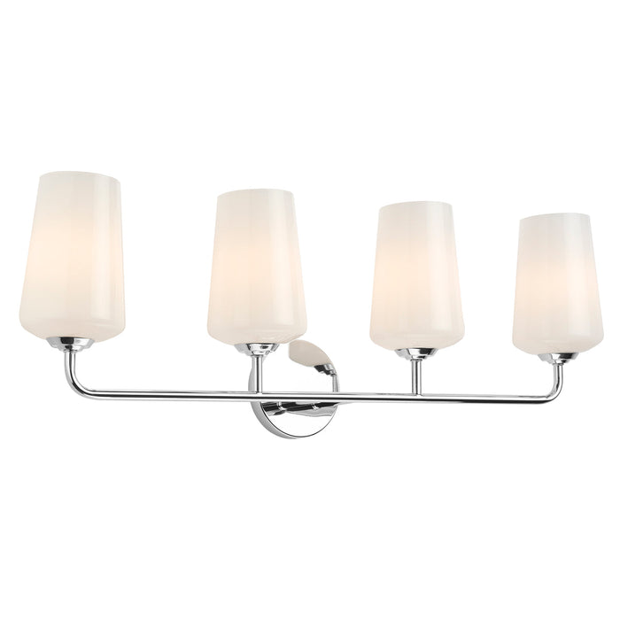Progress Lighting 94300545015 Celino Collection 4-Light Bath And Vanity Fixture Polished Chrome With White Glass Shades (P300545-015)