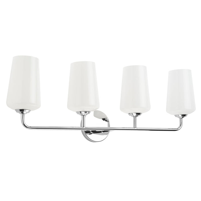 Progress Lighting 94300545015 Celino Collection 4-Light Bath And Vanity Fixture Polished Chrome With White Glass Shades (P300545-015)