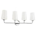Progress Lighting 94300545015 Celino Collection 4-Light Bath And Vanity Fixture Polished Chrome With White Glass Shades (P300545-015)