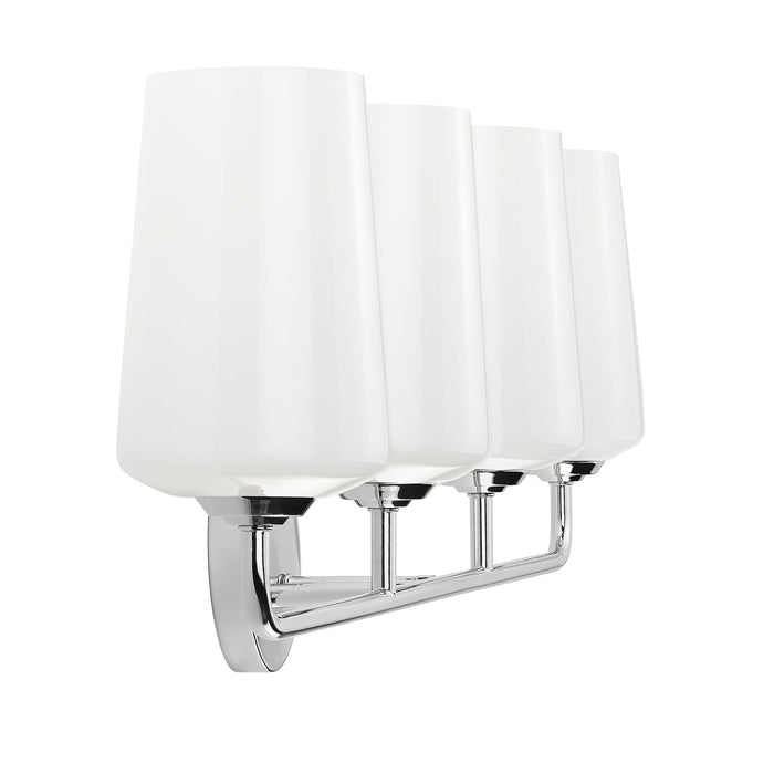 Progress Lighting 94300545015 Celino Collection 4-Light Bath And Vanity Fixture Polished Chrome With White Glass Shades (P300545-015)