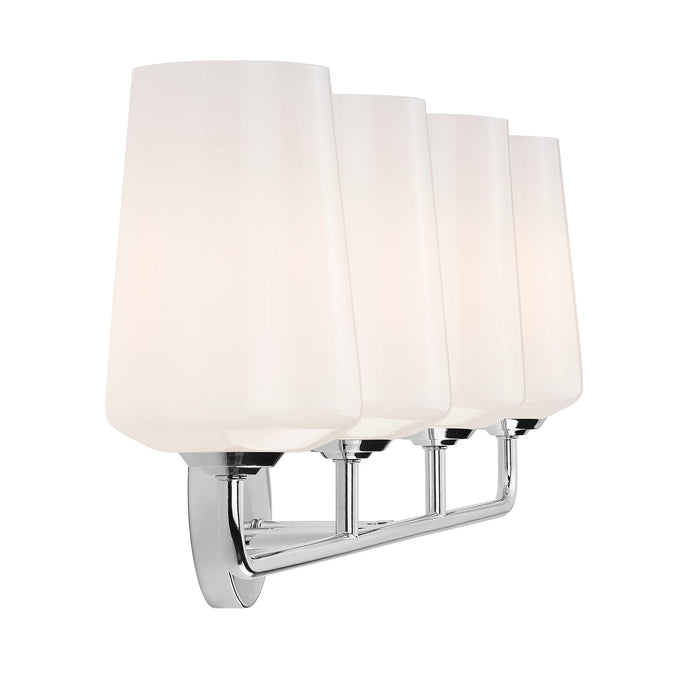 Progress Lighting 94300545015 Celino Collection 4-Light Bath And Vanity Fixture Polished Chrome With White Glass Shades (P300545-015)