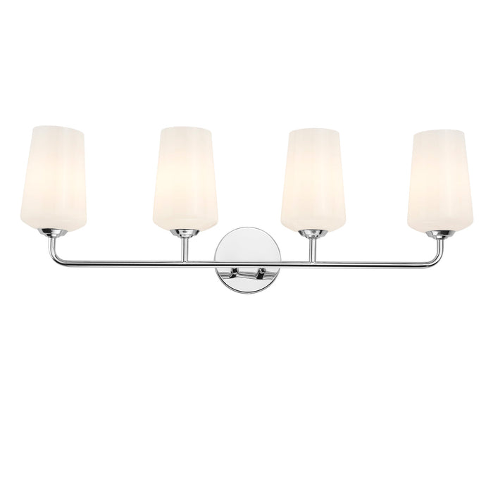 Progress Lighting 94300545015 Celino Collection 4-Light Bath And Vanity Fixture Polished Chrome With White Glass Shades (P300545-015)