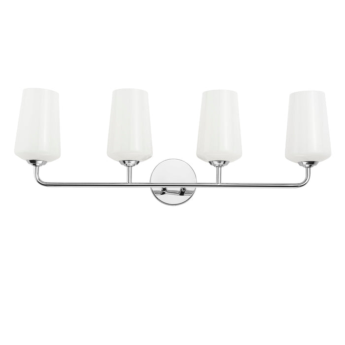Progress Lighting 94300545015 Celino Collection 4-Light Bath And Vanity Fixture Polished Chrome With White Glass Shades (P300545-015)