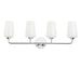 Progress Lighting 94300545015 Celino Collection 4-Light Bath And Vanity Fixture Polished Chrome With White Glass Shades (P300545-015)