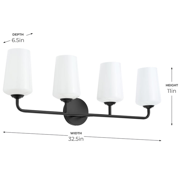 Progress Lighting 94300545031 Celino Collection 4-Light Bath And Vanity Fixture Black With White Glass Shades (P300545-031)