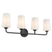 Progress Lighting 94300545031 Celino Collection 4-Light Bath And Vanity Fixture Black With White Glass Shades (P300545-031)