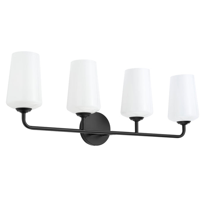 Progress Lighting 94300545031 Celino Collection 4-Light Bath And Vanity Fixture Black With White Glass Shades (P300545-031)