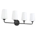 Progress Lighting 94300545031 Celino Collection 4-Light Bath And Vanity Fixture Black With White Glass Shades (P300545-031)