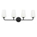 Progress Lighting 94300545031 Celino Collection 4-Light Bath And Vanity Fixture Black With White Glass Shades (P300545-031)