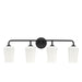 Progress Lighting 94300545031 Celino Collection 4-Light Bath And Vanity Fixture Black With White Glass Shades (P300545-031)