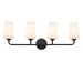 Progress Lighting 94300545031 Celino Collection 4-Light Bath And Vanity Fixture Black With White Glass Shades (P300545-031)