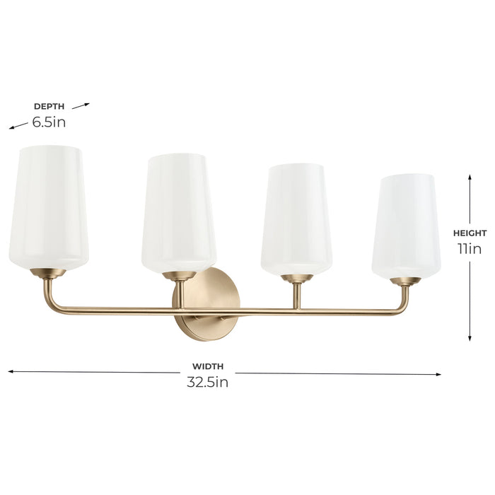 Progress Lighting 94300545177 Celino Collection 4-Light Bath And Vanity Fixture Champagne Bronze With White Glass Shades (P300545-177)