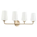 Progress Lighting 94300545177 Celino Collection 4-Light Bath And Vanity Fixture Champagne Bronze With White Glass Shades (P300545-177)
