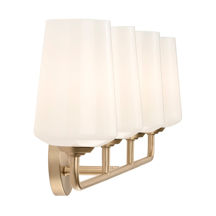 Progress Lighting 94300545177 Celino Collection 4-Light Bath And Vanity Fixture Champagne Bronze With White Glass Shades (P300545-177)