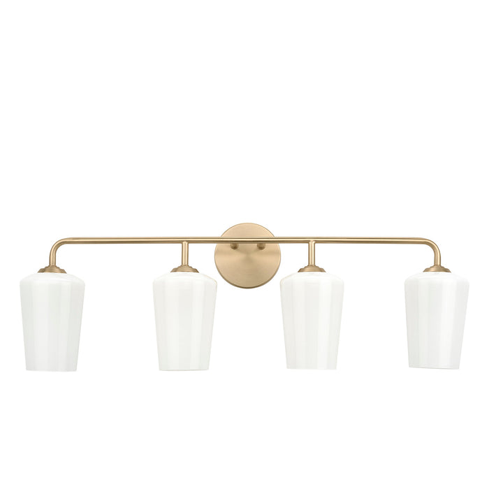 Progress Lighting 94300545177 Celino Collection 4-Light Bath And Vanity Fixture Champagne Bronze With White Glass Shades (P300545-177)