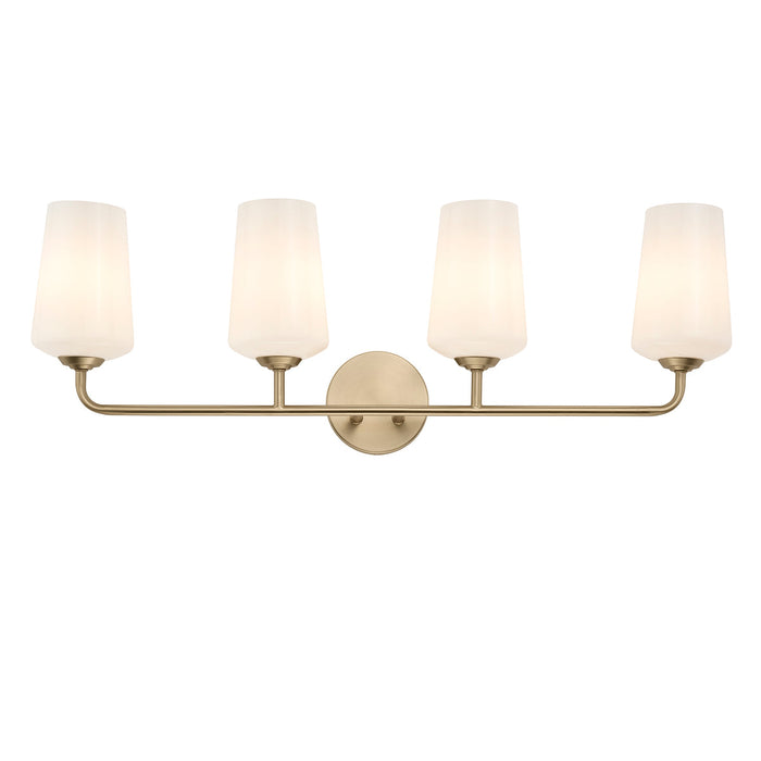 Progress Lighting 94300545177 Celino Collection 4-Light Bath And Vanity Fixture Champagne Bronze With White Glass Shades (P300545-177)