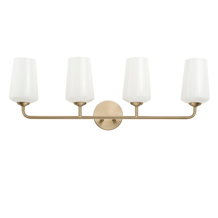 Progress Lighting 94300545177 Celino Collection 4-Light Bath And Vanity Fixture Champagne Bronze With White Glass Shades (P300545-177)