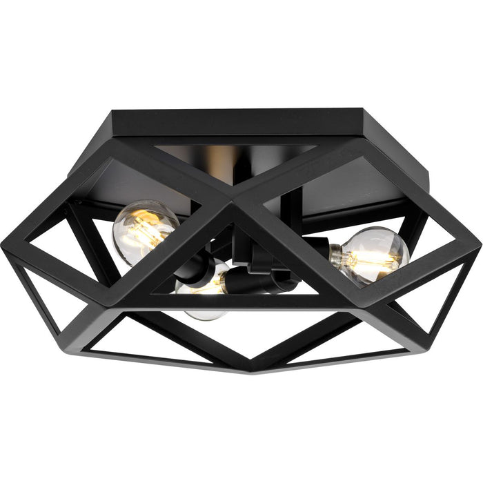 Progress Lighting Saucedo Collection Three-Light Flush Mount Close-To-Ceiling Fixture Matte Black (P350244-31M)