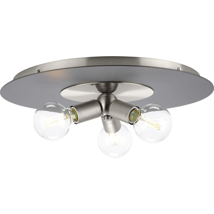 Progress Lighting Trimble Collection Three-Light Flush Mount Close-To-Ceiling Fixture Brushed Nickel (P350248-009)