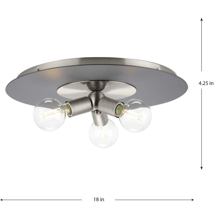 Progress Lighting Trimble Collection Three-Light Flush Mount Close-To-Ceiling Fixture Brushed Nickel (P350248-009)