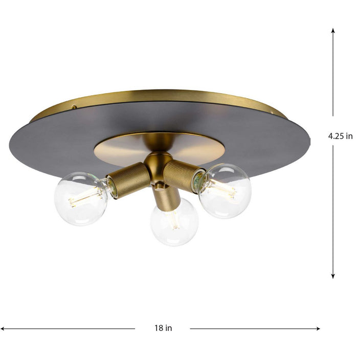 Progress Lighting Trimble Collection Three-Light Flush Mount Close-To-Ceiling Fixture Brushed Bronze (P350248-109)