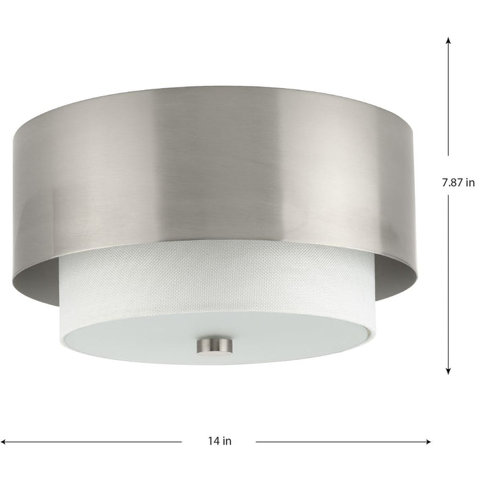 Progress Lighting Silva Collection Two-Light Flush Mount Close-To-Ceiling Fixture Brushed Nickel (P350249-009)