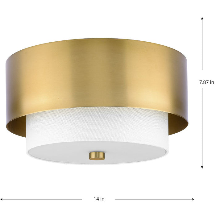 Progress Lighting Silva Collection Two-Light Flush Mount Close-To-Ceiling Fixture Brushed Bronze (P350249-109)