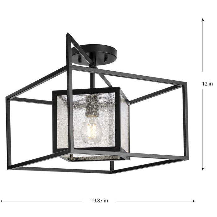 Progress Lighting Navarre Collection One-Light Semi-Flush Outdoor Fixture Matte Black (P350256-31M)