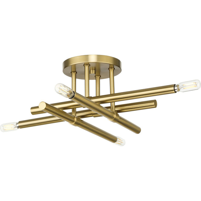 Progress Lighting Arya Collection Four-Light Semi-Flush Close-To-Ceiling Fixture Brushed Gold (P350257-191)