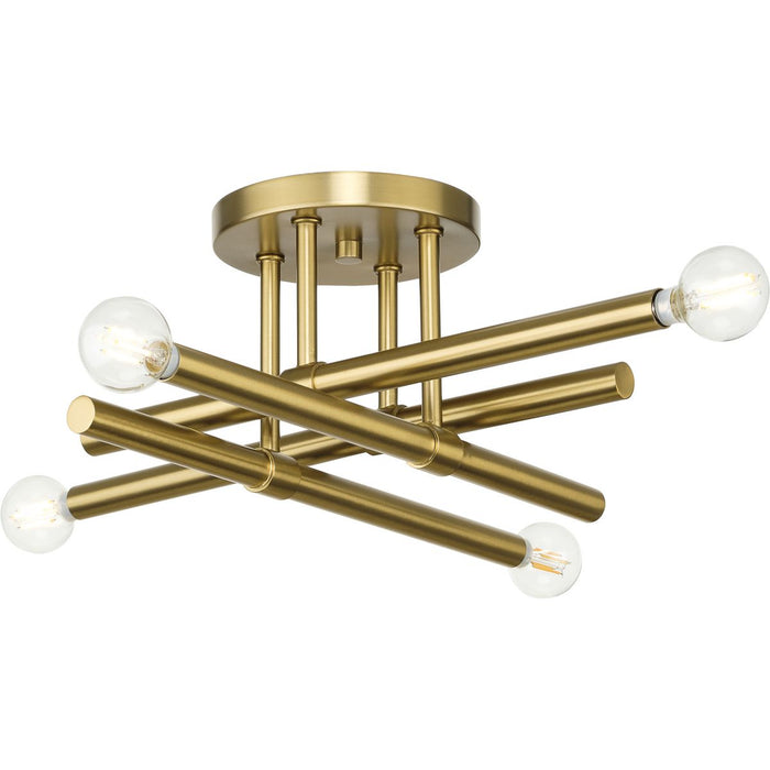 Progress Lighting Arya Collection Four-Light Semi-Flush Close-To-Ceiling Fixture Brushed Gold (P350257-191)