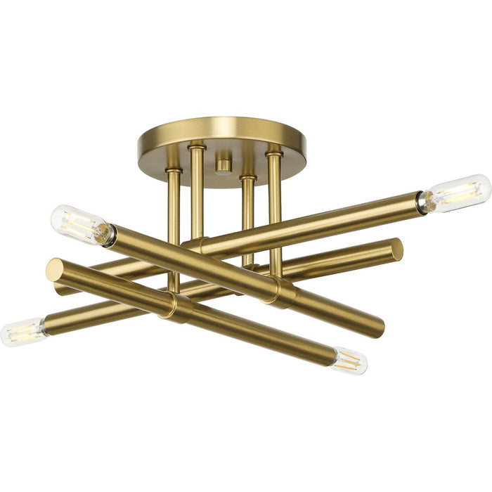 Progress Lighting Arya Collection Four-Light Semi-Flush Close-To-Ceiling Fixture Brushed Gold (P350257-191)