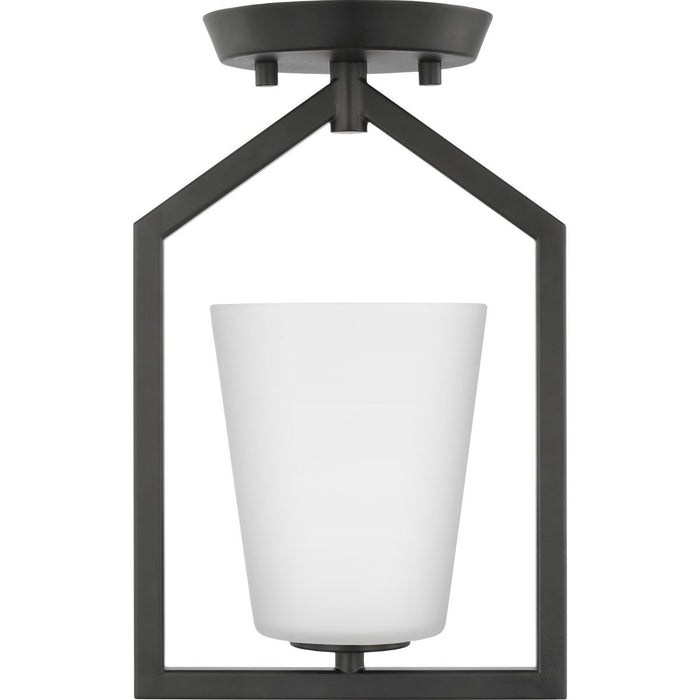 Progress Lighting Vertex Collection One-Light Semi-Flush Close-To-Ceiling Fixture Matte Black (P350259-31M)