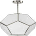 Progress Lighting Latham Collection Three-Light Semi Flush Convertible Close-To-Ceiling Fixture Brushed Nickel (P350261-009)