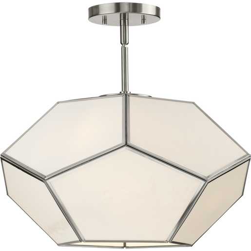 Progress Lighting Latham Collection Three-Light Semi Flush Convertible Close-To-Ceiling Fixture Brushed Nickel (P350261-009)